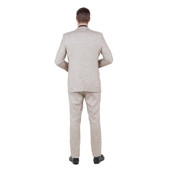 Hybrid Fit Classic Tweed Beige Mens Suit by Sean Alexander - Picture 5 of 6